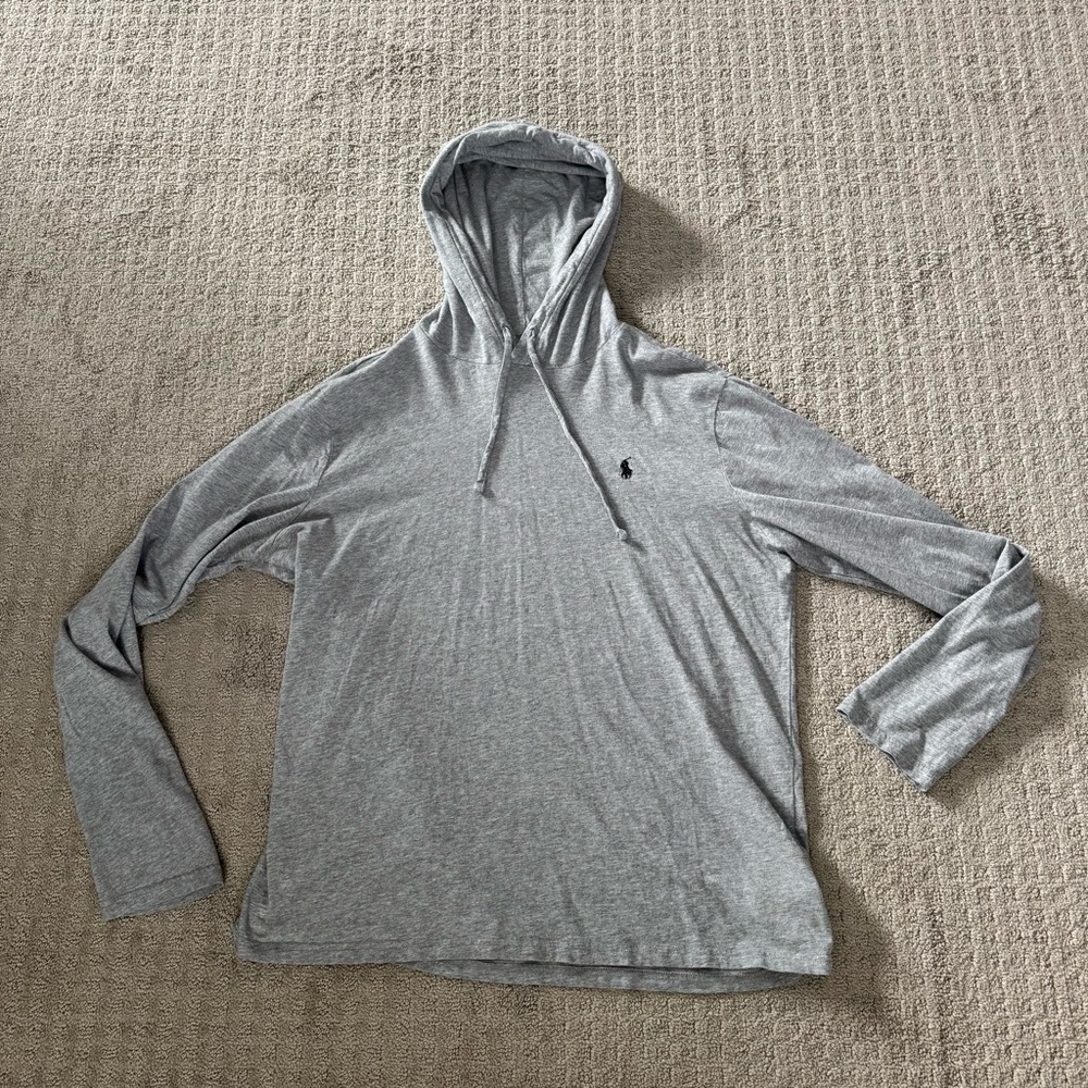 Polo by Ralph Lauren Heather Gray Lightweight Hoodie Large
